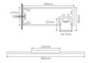 Domus SHADOW-LINE 900mm Vanity or Picture Light LED Interior Wall Light Tri - Anodized Aluminium 9W 240V IP20 - 23550, 23552, 23554-Domus Lighting