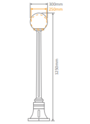Domus SIENA 1LT 1.25M 300mm Opal Post LED Flood Light Beige/ Burgundy/ Black/ White/ Green IP43 - 15584, 15585, 15586, 15587, 15589