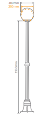 Domus SIENA 1LT 1.9M 300mm Opal Post LED Flood Light Beige/ Black/ Burgundy/ Green/ White IP43 - 15596, 15597, 15598, 15599, 15601