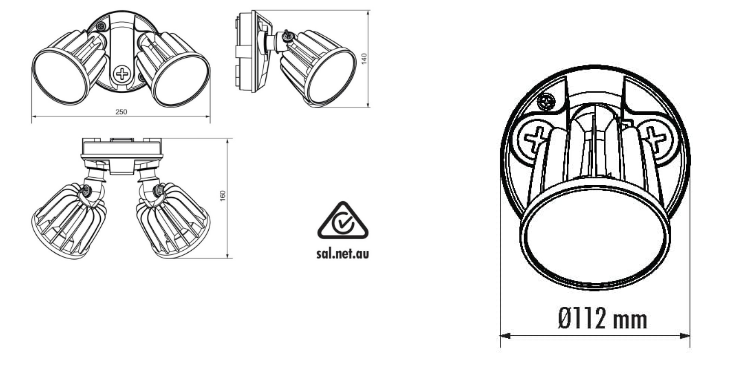 SAL STRAGEM III SE7080/2TC LED Flood Light Tri- Black/White 30W 240V IP65 - SE7080/2TC/BK, SE7080/2TC/WH