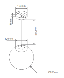 Domus Bubble-200 Dimmable Opal Ball Interior Pendant Antique Brass/ Black/ White/ Chrome/ Rose Gold/ Satin Brass/ Satin Chrome 240V IP20 - BUBBLE