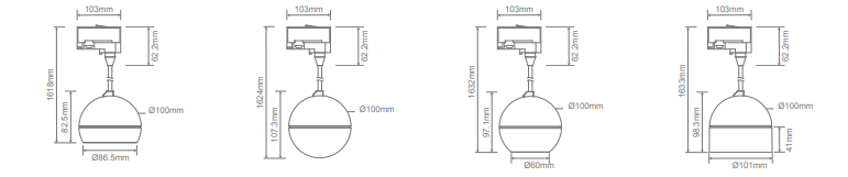 Domus Moon 3 Circuit 1.5M Dimmable Tube Pendant LED Track Light Tri- Black/ White 6/9W 240V IP20 - 22794, 22795