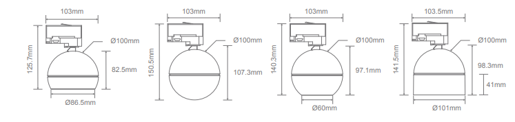 Domus Moon Dimmable Flood LED Track Light Tri - Black / White 6/9W 240V IP20 - 22796, 22797 - Domus Lighting