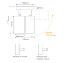 Domus Shadow 2 Light Adjustable Spotlight Exterior Wall Lights Tri - 316 Stainless Steel 2x35W 240V IP65 - 49060
