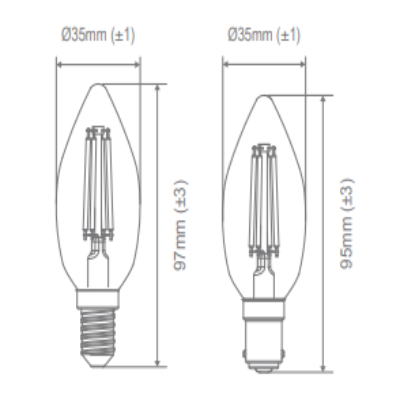 Candle 4.8W 240V Dimmable LED Filament Lamp Clear IP20 - B15