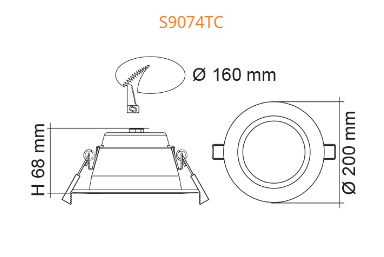 SAL Premier S9074TC / HP LED Downlight Tri - White 10W 240V IP64 - S9074TC /WH/HP- SAL Lighting