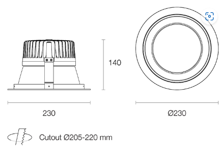 Trend Maxiled XLC35 LED Downlights 3000K 4000K White 35W 220-240V IP20 - XLC353-MB-Wh, XLC354-MB-Wh- Trend Lighting