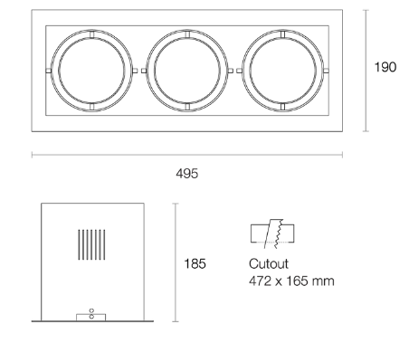 Trend Midiled XMB325 LED Downlights 3000K 4000K Black/ White/ Silver 3x25W 180-265V IP20 - XMB3253, XMB3254