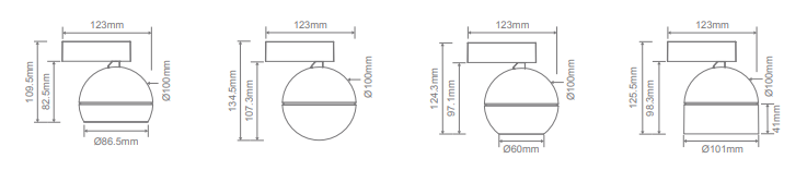 Domus Moon Dimmable Opal Interior Wall Light Tri - Black / White 6W/9W 240V IP20 - 22822, 22823 - Domus Lighting