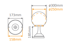 Domus SIENA PILLAR MOUNT 250MM OPAL LED Weatherproof Beige/ Black/ Burgundy/ Green/ White - 15524, 15525, 15526, 15527, 15529