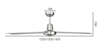Brilliant ATRIUM 48In. Ceiling Fan 316 Stainless Steel 240V - 20101/16 - Brilliant Lighting