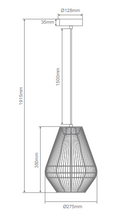 Domus Carter Medium Paper Rope Interior Pendant Black / Natural 240V IP20 - 23142, 23143 -Domus Lighting