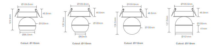 Domus Moon Trio Recessed Ceiling Light Flood Dimmable LED Downlight Tri - Black / White 6/9W 240V IP20 - 22804, 22805 - Domus Lighting