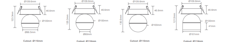 Domus Moon Recessed Ceiling Light Opal Dimmable Pendants Tri - Black/ White 6/9W 240V IP20 - 22806, 22807