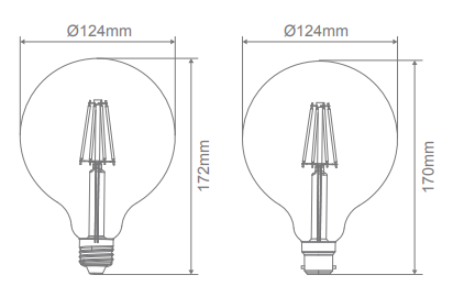 Domus G120 E27 Dimmable LED Filament Lamps and Globes 2700K 6500K Clear 7.5W 240V IP20 - 65944, 65945 - Domus Lighting