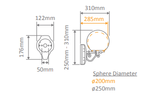 Domus SIENA WALL BRACKET UP 250MM OPAL Exterior Wall Lights Beige / Black / Burgundy / Green / White - 15572, 15573, 15574, 15575, 15577 - Domus Lighting