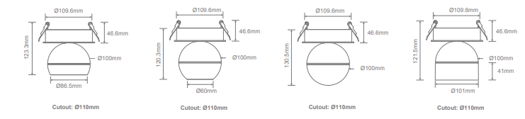 Domus Moon Trio Recessed Ceiling Light Spot Dimmable LED Downlight Tri - Black / White 6/9W 240V IP20 - 22808, 22809 - Domus Lighting