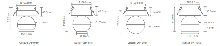 Domus Moon Trio Recessed Ceiling Light Tube Dimmable LED Downlight Tri - Black / White 6/9W 240V IP20 - 22810, 22811 - Domus Lighting