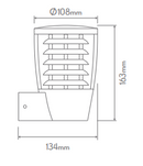 Casa Louvred Wall Light IP54 25W LED 240V E27 Multiple Colours Available