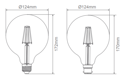 Domus G120 E27 Dimmable LED Filament Lamps and Globes 2700K 6500K Frosted 7.5W 240V IP20 - 65988, 65989 - Domus Lighting