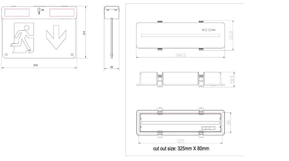 SAL EMERGENCY EXIT SELK1500EX3 LED Emergency White 2.8W 240V IP20 - SELK1500EX3 - SAL Lighting