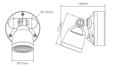 Domus MURO-ECO-10S LED Spotlights Tri - White / Black 10W 240V IP65 - 25073, 25072 - Domus Lighting