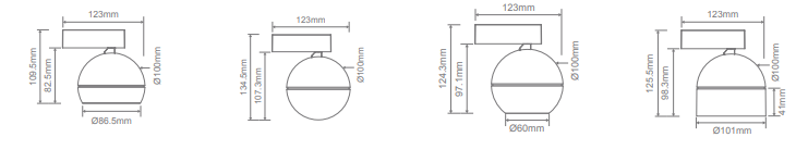 Domus Moon Trio Surface Mount Light Tube Dimmable LED Downlight Black / White 6/9W 240V IP20 - 22818, 22819 - Domus Lighting