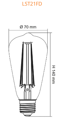 SAL Vintage Deco LST21FD Lamps and Globes 2200K Champagne Glass 1W 240V IP20 - LST21FD822E27 - SAL Lighting