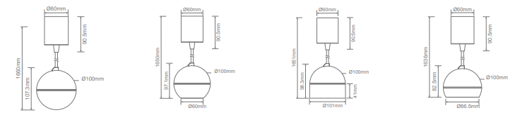 Domus Moon LED Dimmable Opal Interior Pendant Tri - Black / White 6-9W 240V IP20 - 22774, 22775 -Domus Lighting