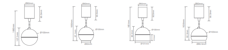 Domus Moon LED Dimmable Tube Interior Pendant Tri - Black / White 6-9W 240V IP20 - 22778, 22779-Domus Lighting