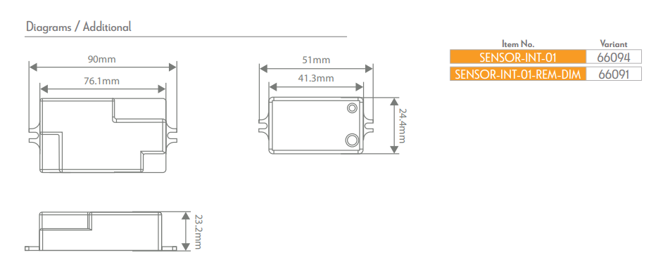 Domus Internal Sensors for Battens ONLY Accessories 400W 240V IP20 - 66094