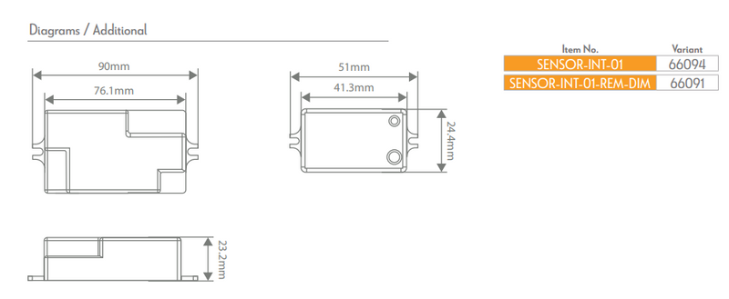 Domus Internal Sensors for Battens ONLY Accessories 400W 240V IP20 - 66093, 66094