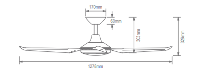 Domus Motion 4 Blade 52in. with Dimmable LED Light Ceiling Fan Tri- Black/ White 26W 240V - 60050, 60051