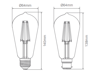 Domus ST64 Pear E27 Dimmable LED Filament Lamps and Globes 2700K 6500K 7.5W 240V IP20 - 65936, 65937 - Domus Lighting