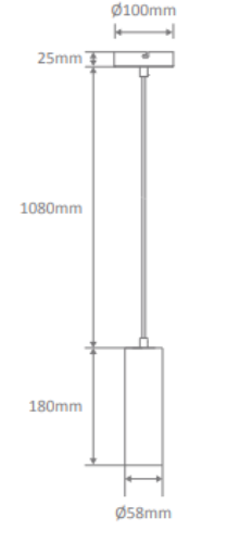 Domus STAR-PD-180-10W - LED Cylindrical Interior Pendant Tri - Black 10W 240V IP20 - 21065, 21066, 21067 (Clearance) - Domus Lighting