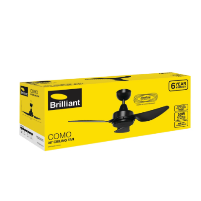 Brilliant COMO- 36in. with ABS Blades Ceiling Fan Matt Black/ Matt Titanium 50W 240V- 21341/06, 21341/77