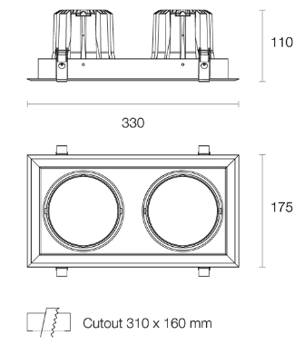 Trend Midiled XMC225 LED Downlights 3000K 4000K White / Black 2X25W 180-265V IP20 - XMC2253, XMC2254 - Trend Lighting