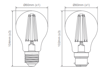 Domus Glass Dimmable E27 Filament Lamps and Globes 2700K 6500K Frosted 8.5W 240V IP20 - 65976, 65977