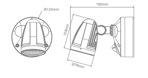 Domus MURO-MAX-16S LED Spotlights Tri - Black / White 16W 240V IP65 - 25083. 25082 - Domus Lighting