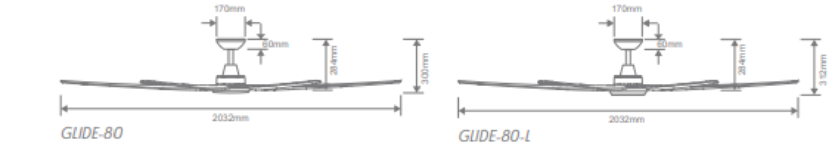 Domus GLIDE-80 6-Blade Ceiling Fan Tri- White/ Black 55W 240V - 60157, 60156