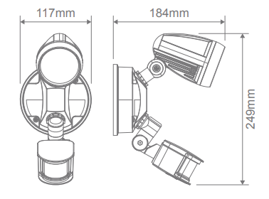 Domus Muro-Pro- 15S Single Head LED Spotlight Exterior Wall Lights Tri - Black / Dark Grey / White 15W 240V IP54 - 25056, 25057, 25058 - Domus Lighting