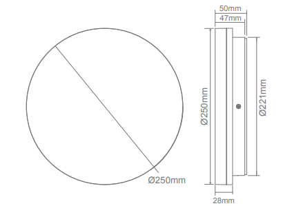 Domus Sunset-250mm Round Dimmable LED Oysters Tri- White 15W 240V IP54 - 20880