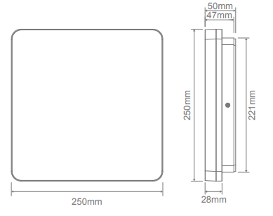 Domus Sunset-250mm Square Dimmable LED Oysters Tri- White 15W 240V IP54 - 20886