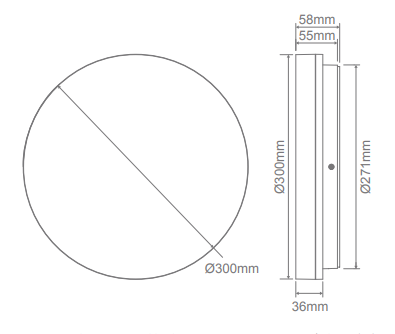 Domus Sunset-300mm Round Dimmable LED Oysters Tri- White 25W 240V IP54 - 20881