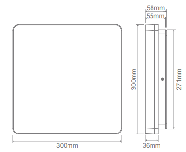 Domus Sunset-300mm Square Dimmable LED Oysters Tri- White 25W 240V IP54 - 20887
