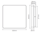 Domus Sunset-300mm Square Dimmable LED Oysters Tri - White 25W IP54 - 20887 - Domus Lighting