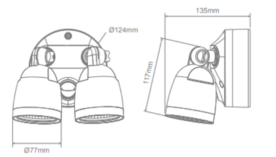 Domus MURO-ECO-20S LED Spotlights Tri - White / Black 20W 240V IP65 - 25077, 25076 - Domus Lighting