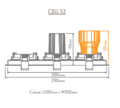 Domus Cell Frame S3 3-Light Slotter to suit LED Downlight 5CCT - White / Black - 27070, 27071 - Domus Lighting