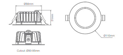 Domus Neo-Pro Round Recessed Dimmable LED Downlight Kit Tri - White 13W 240V IP65 - 20916, 21607, 21880 - Domus Lighting