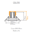 Domus Cell Frame T90 Tilt Cut-out to suit LED Downlight 5CCT - White / Black - 27054, 27055 - Domus Lighting